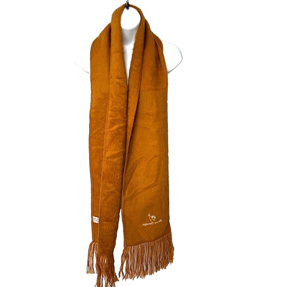 Alpaca Camargo Scarf Solid Golden Rectangle Fluffy Soft 8 1/2" x 67 " Peru - Picture 3 of 5